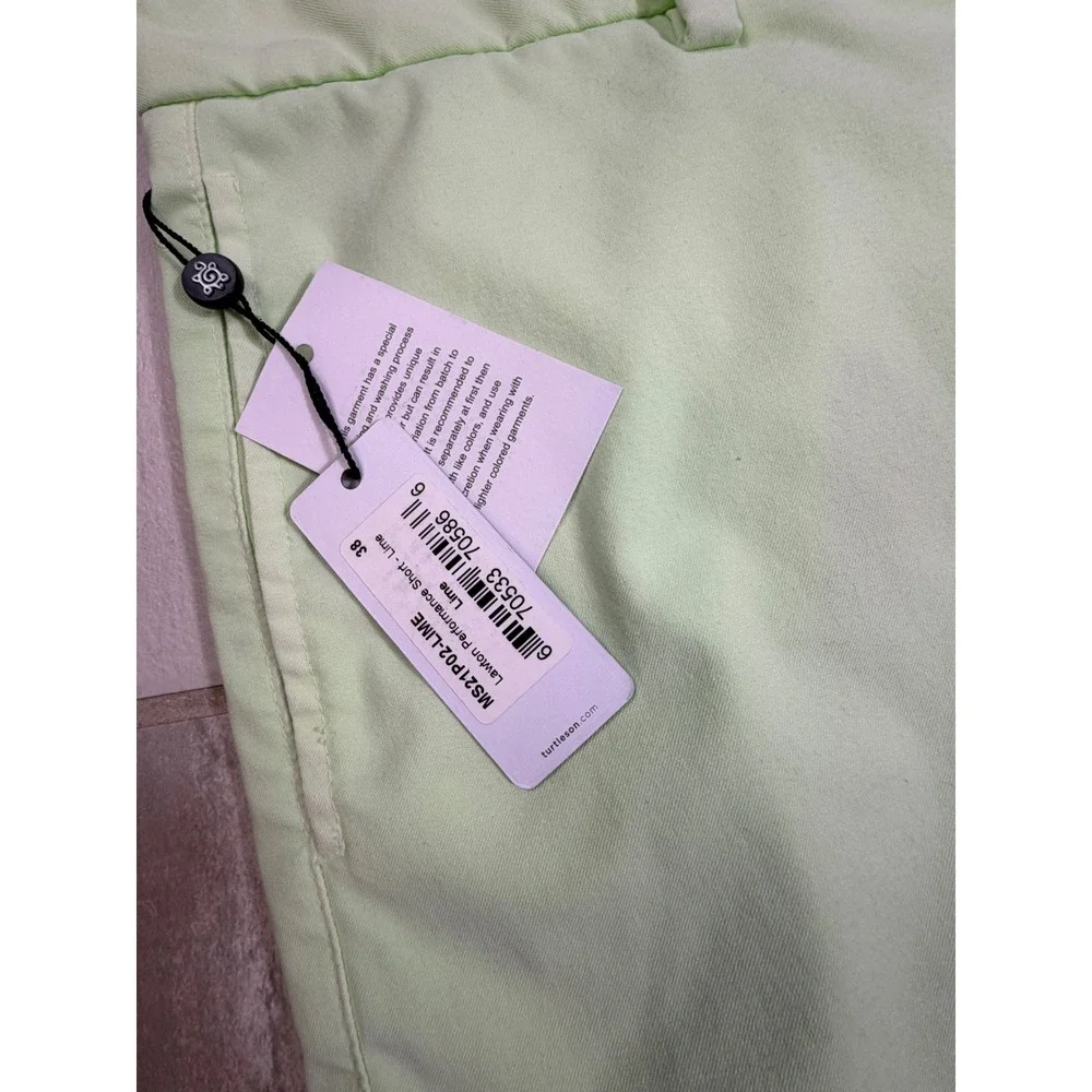 Turtleson Lawton Performance Shorts Mens 38 Lime Green Golf MS21P02-LIME NWT